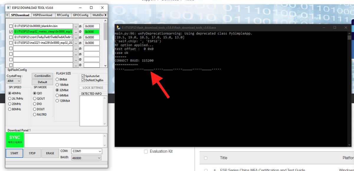 Flash Download Tool &mdash; прошивка завершена